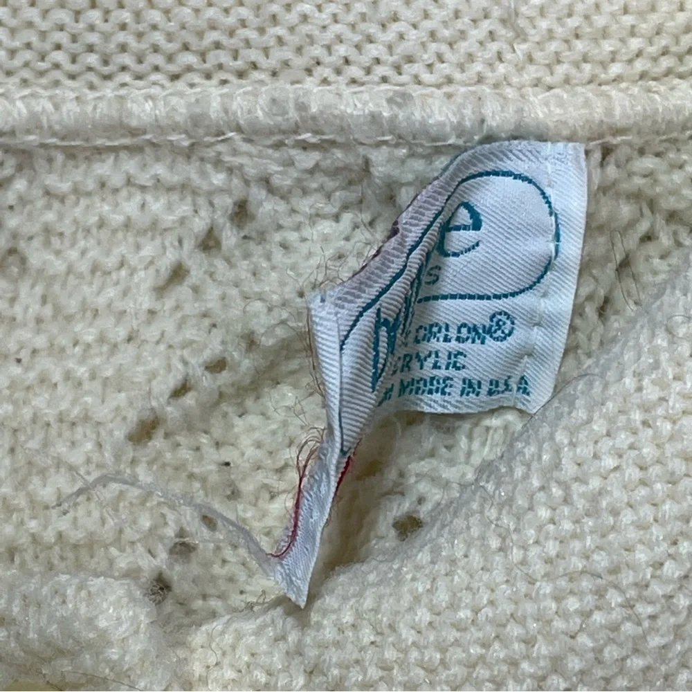 Vintage Bernice Creations Cardigan Sweater Womens Size Medium Ivory Pockets